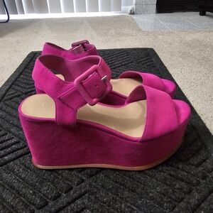 Loeffler Randall Fuchsia Wedge Sandals